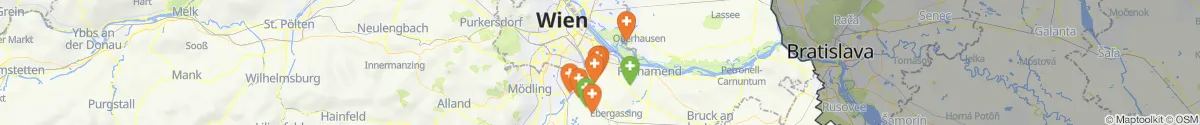 Kartenansicht für Apotheken-Notdienste in der Nähe von Schwechat (Bruck an der Leitha, Niederösterreich)
